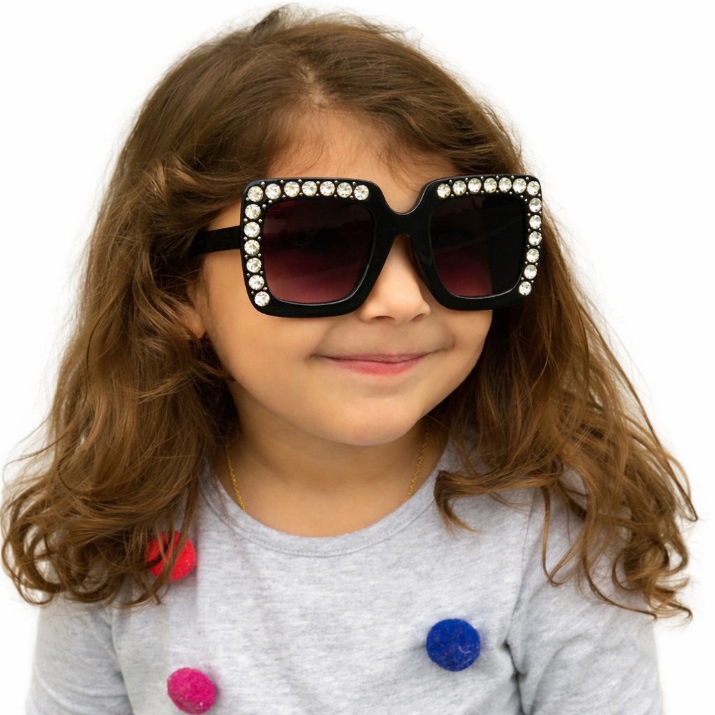 Black Square Crystal Sunglasses نظارات لون أسود