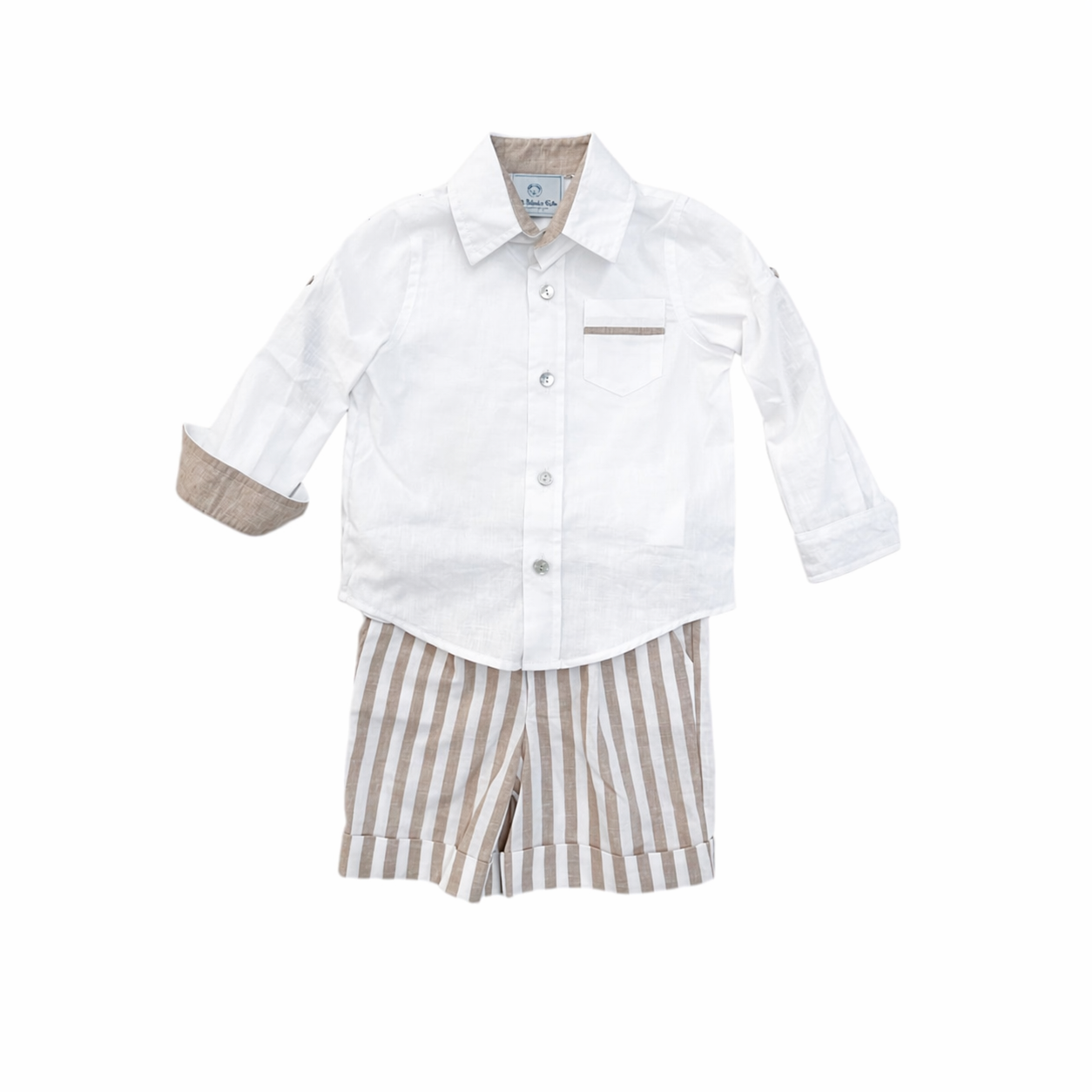 Ashton Striped Linen Shorts and top Set طقم أولاد