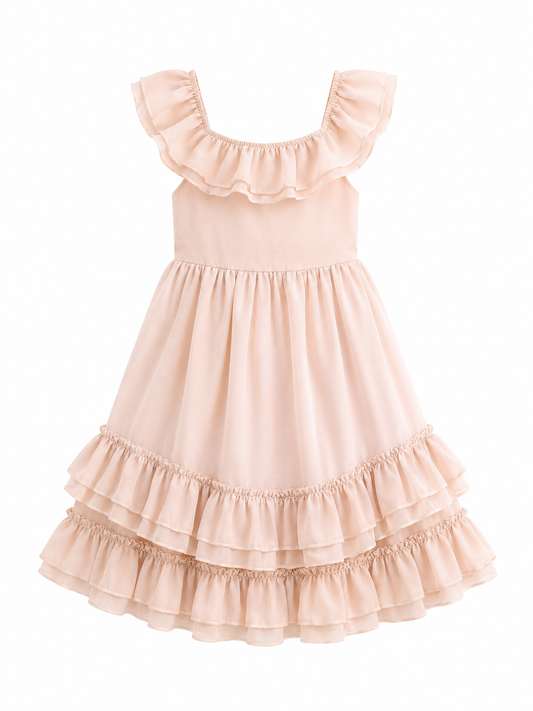 Nellie Ruffle Maxi Dress Champane
