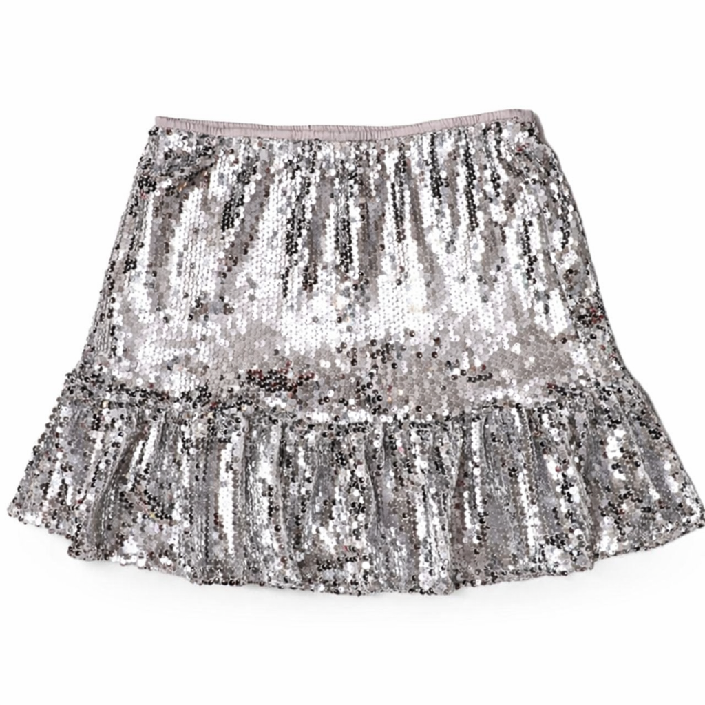 SEQUIN SKIRT SILVER تنورة ترتر