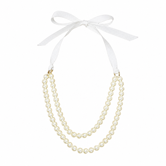 Double strand Pearl Necklace قلب لولو