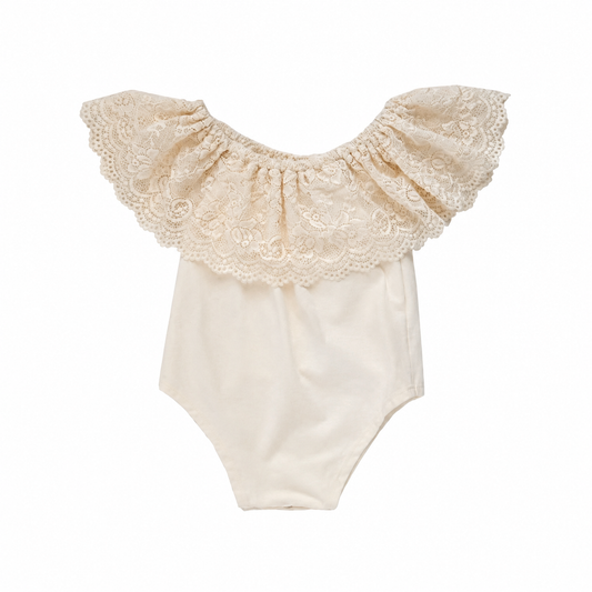 Kenzi Lace Flutter Sleeve Leotard Vanilla