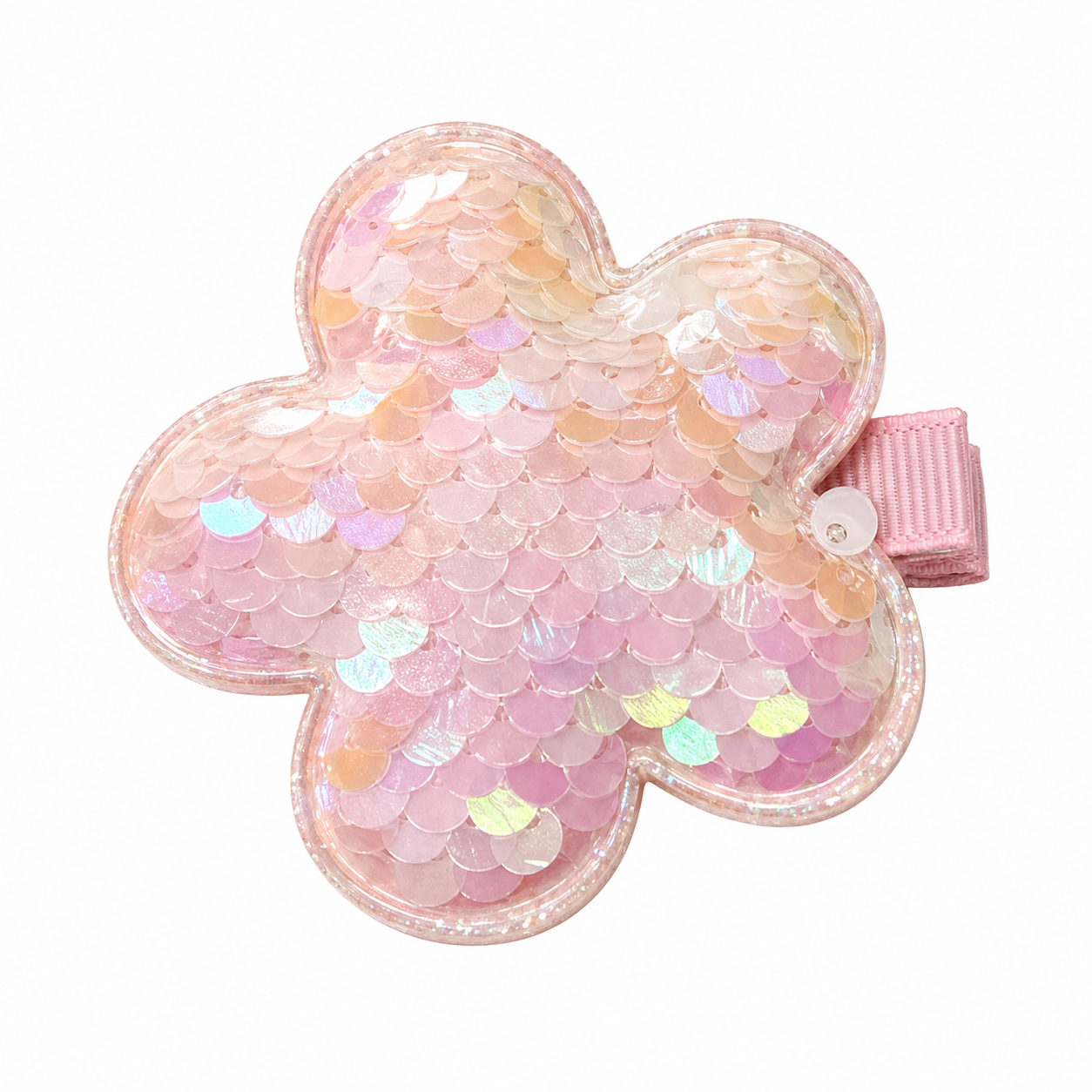 White Flower Shape Sequin Hair Clip مشبك شعر