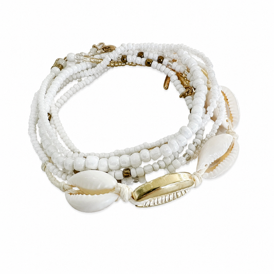 Shell Pearl and Beeds Bracelets سوار لون أبيض