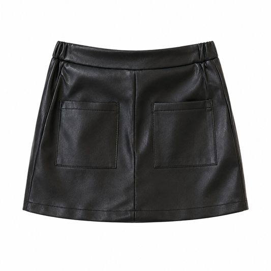 Kaitie Black Leather Skirt