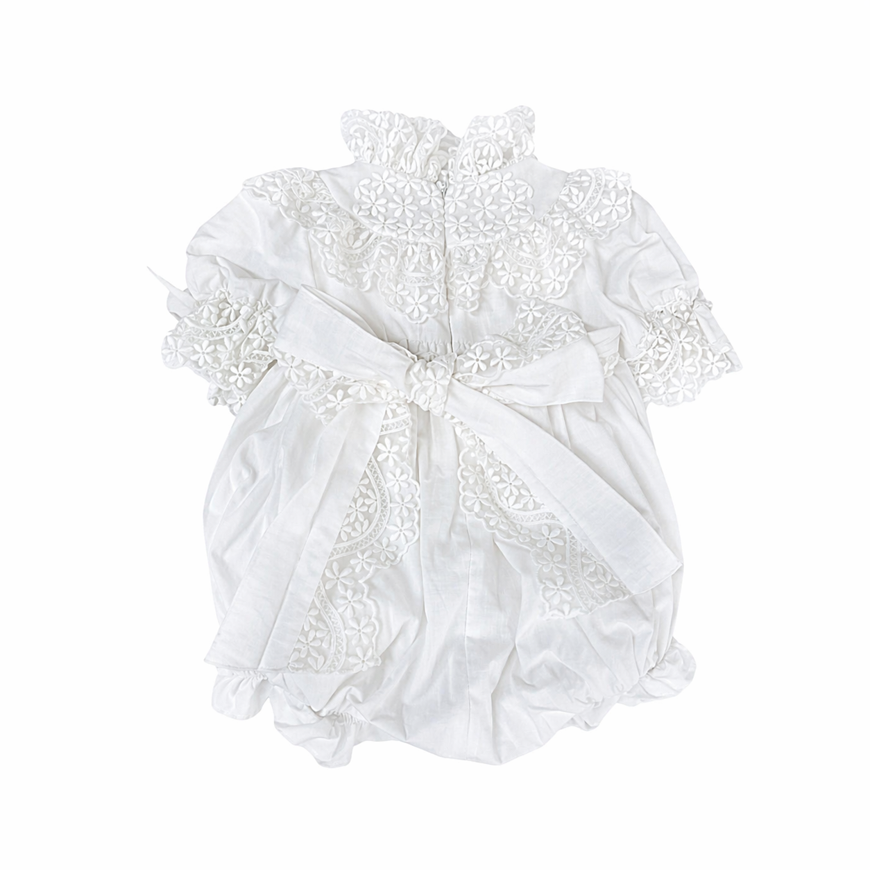 Katherine Embroidered Linen Romper بدلة مواليد