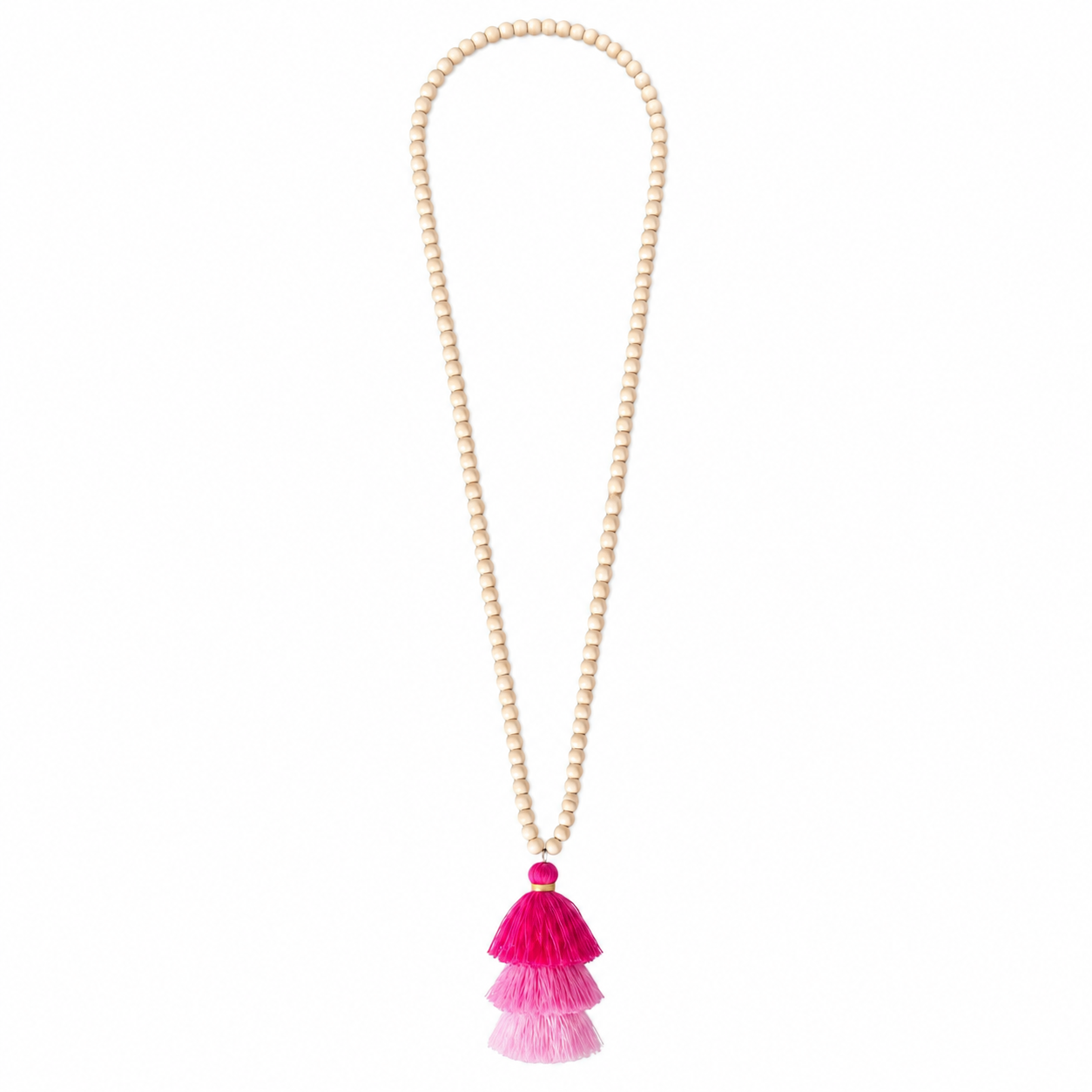 Tassel Wooden Beaded Necklace قلب خرز