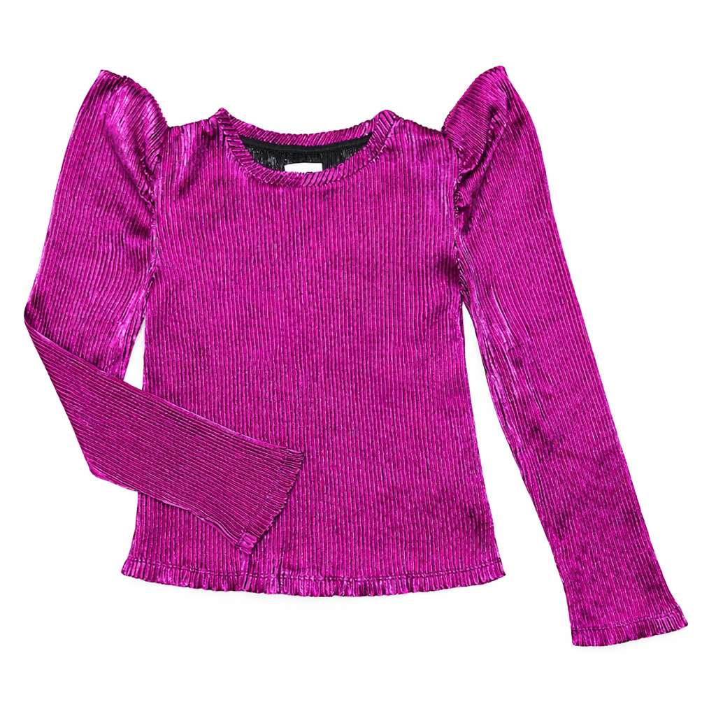 Berry Puff Sleeve Top بلوزة لون فوشيا