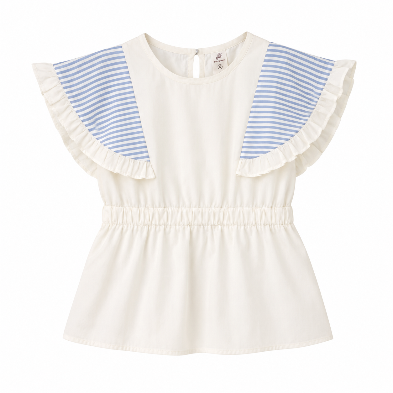 Striped Layered Short Sleeve Seath Blouse