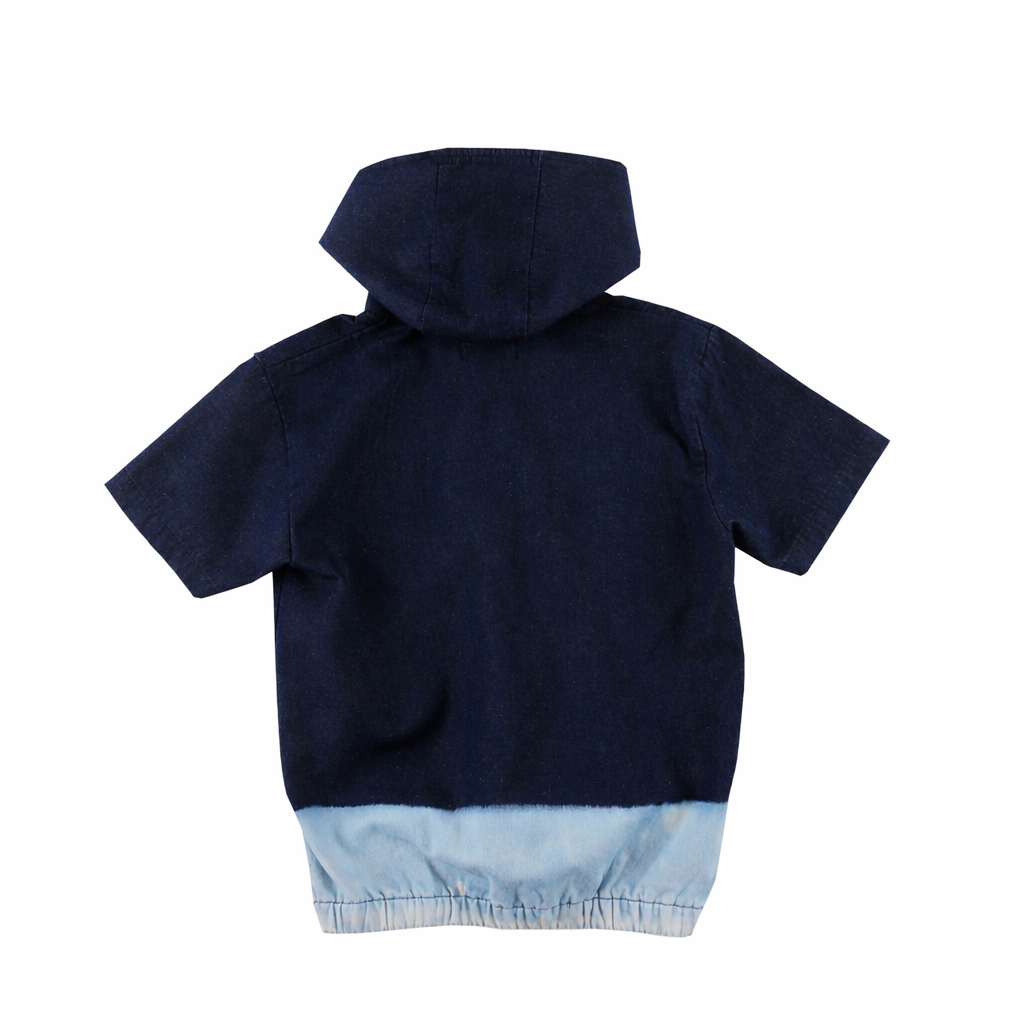 Blue Denim Dip Dye Hoodie بلوزة جينز مع قبعة