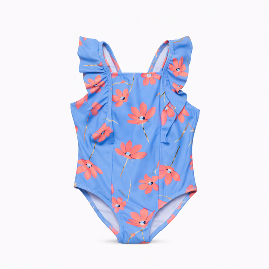 Beach Bloom Ruffle Soulder Swimsuit ملابس سباحة