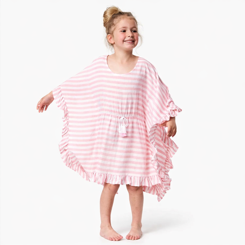 Pink Stripe Cover Up فستان لون وردي