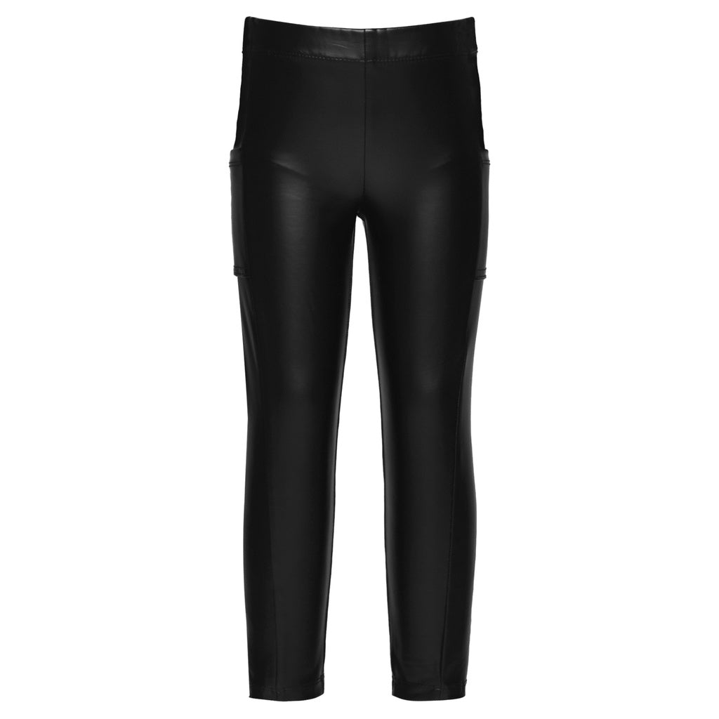 Black Faux Leather Leggings بنطلون لون أسود