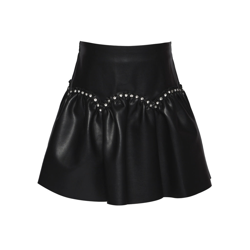 Leather Jacket W/ Stones & Skirt Set طقم جاكيت وتنورة