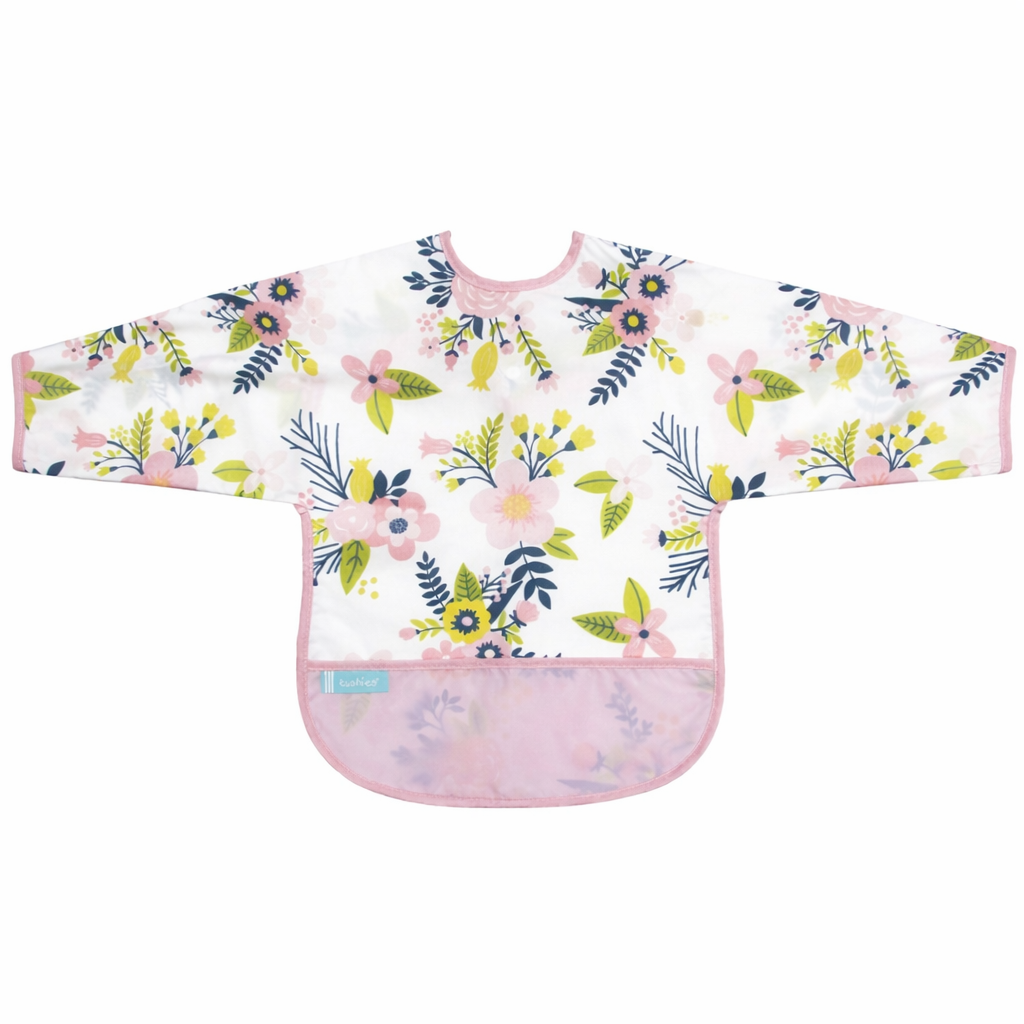 Pink Flowers L/S Bib مريلة نايلون
