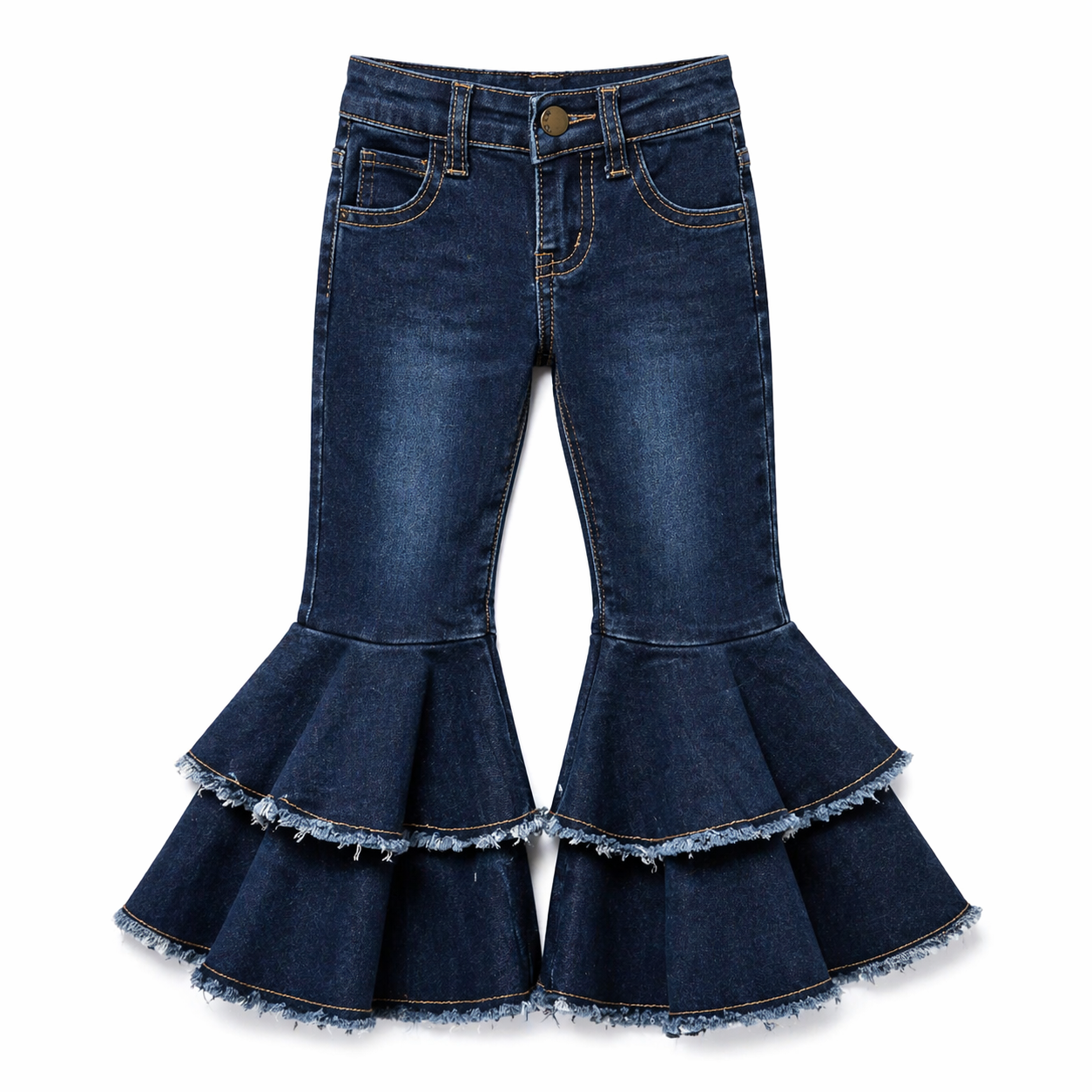 Ruffle End Blue Jeans جينز أزرق