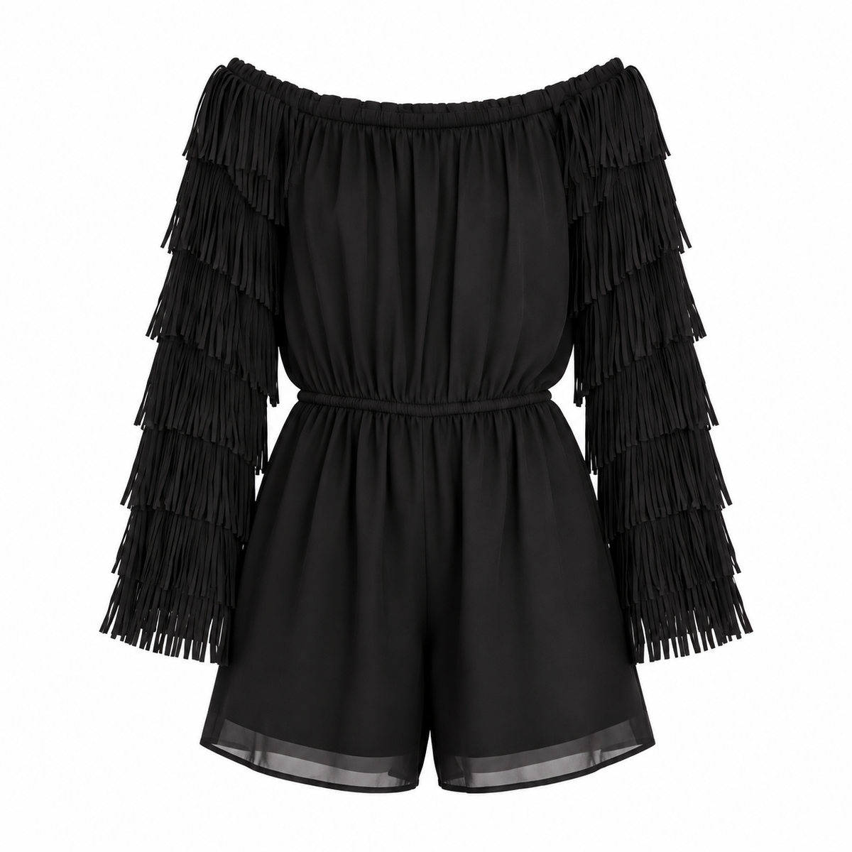Black Fringe Romper