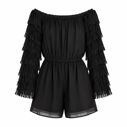 Black Fringe Romper