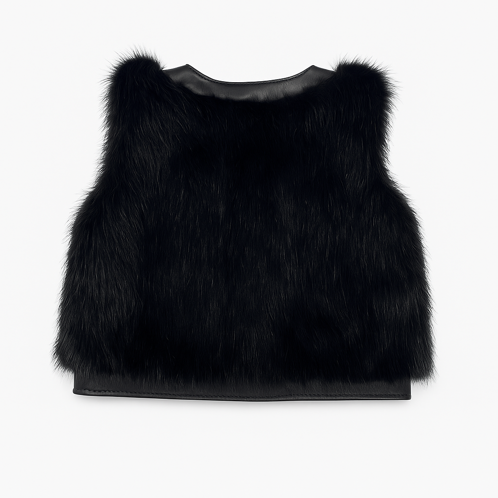 Black Faux Fur Vest صديري لون أسود