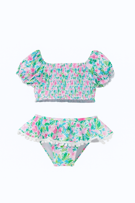 Lotus & Lilies Two Piece PomPom Swimsuit ملابس سباحة قطعتين