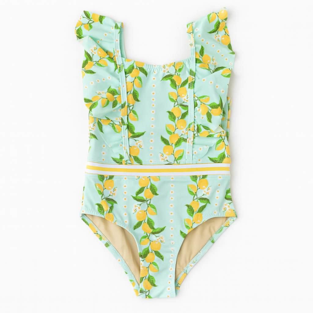 Citrus Grove Girls Ruffle Shoulder 1 Piece Swimsuit ملابس سباحة