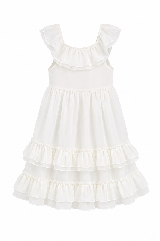 Nellie Ruffle Maxi Dress Ivory