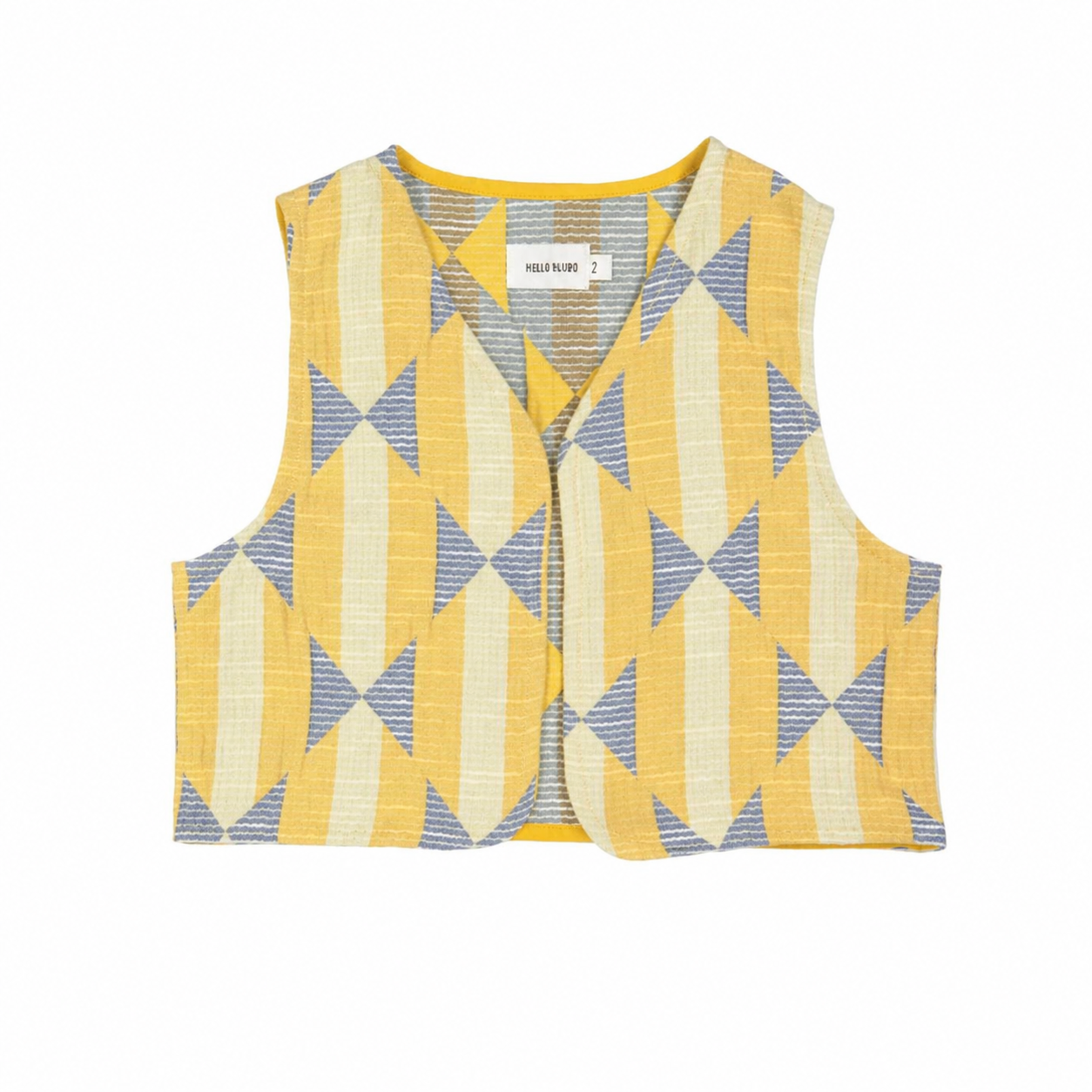 Yellow Blue Bow Vest and Skirt Set طقم بناتي