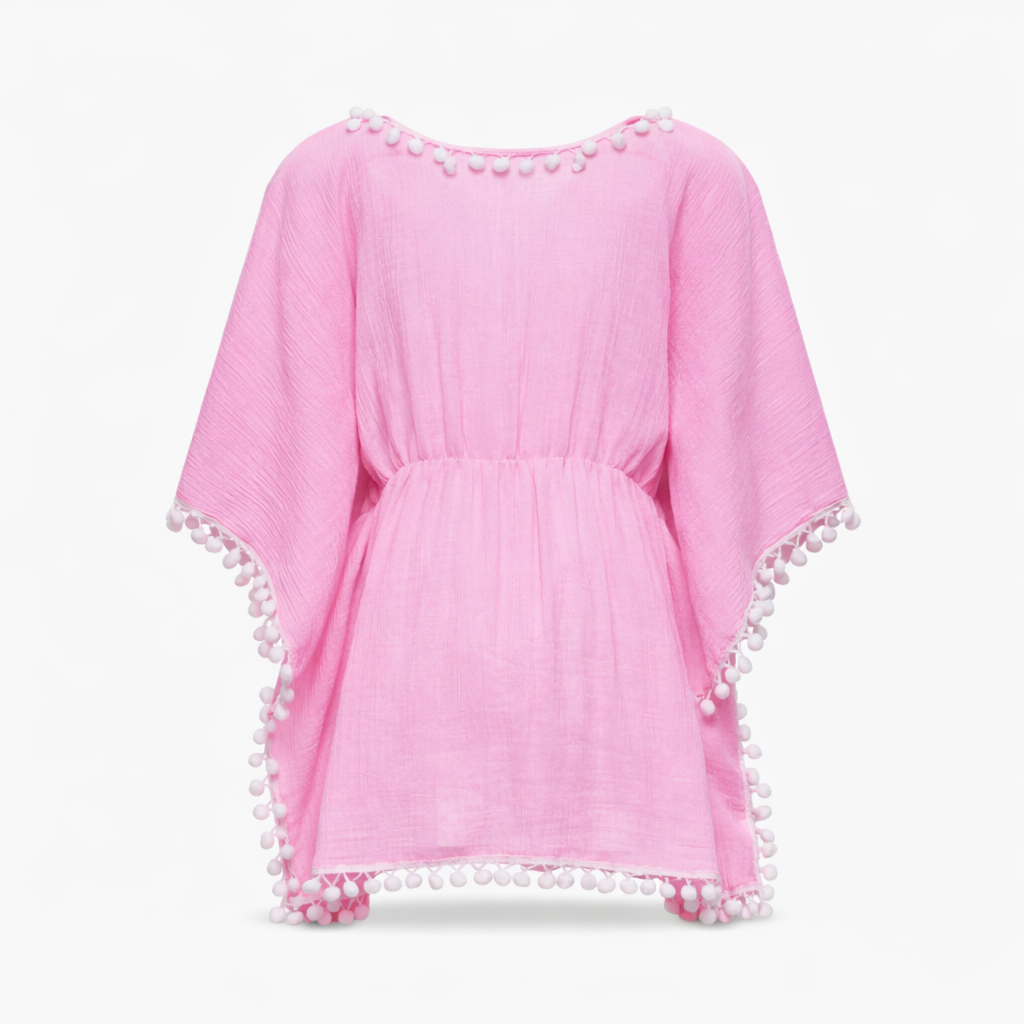 Pink Serbet PomPom Cover up فستان لون وردي