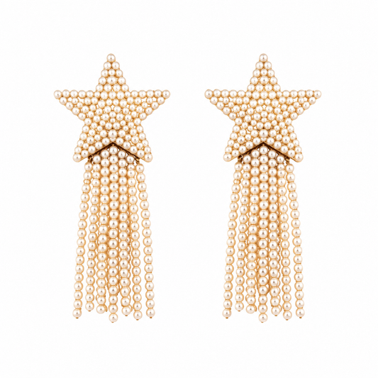 Star Drop Earrings حلق لون صدفي