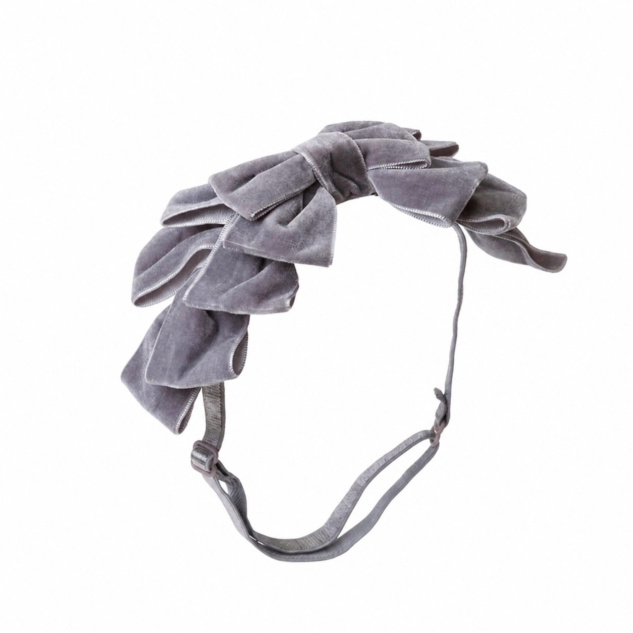 Grey Pleated Ribbon Velvet Headband ربطة شعر