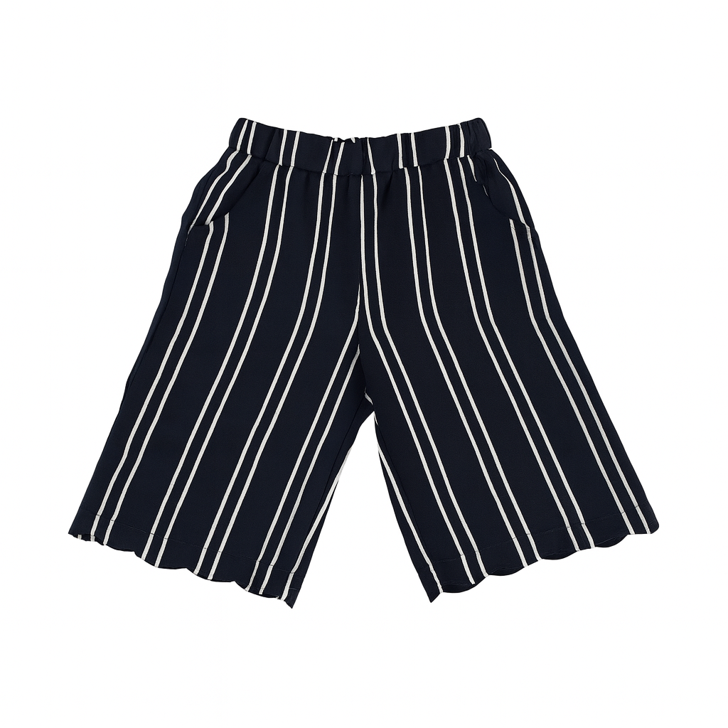 Elastic Waist Wide Pant بنطلون لون آسود مخطط