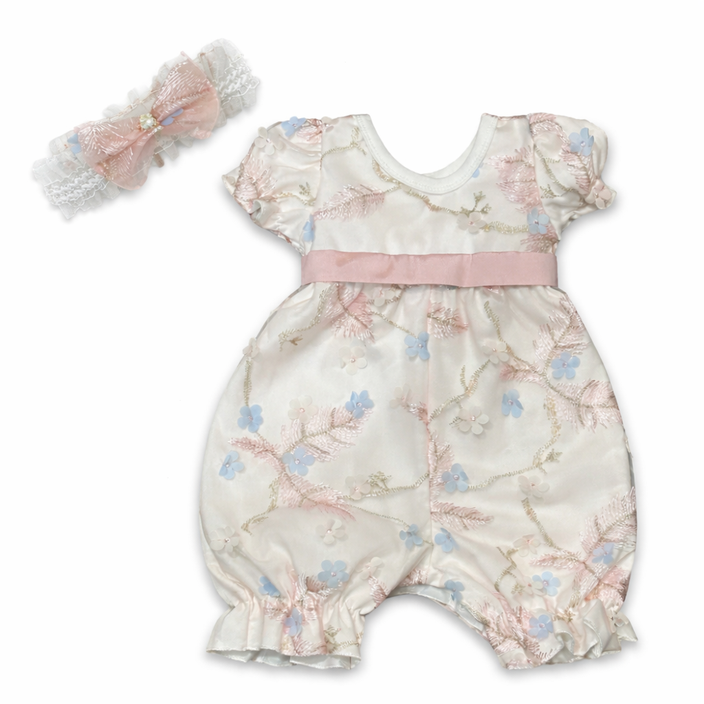 Multi Colored Embroidered Romper طقم مواليد