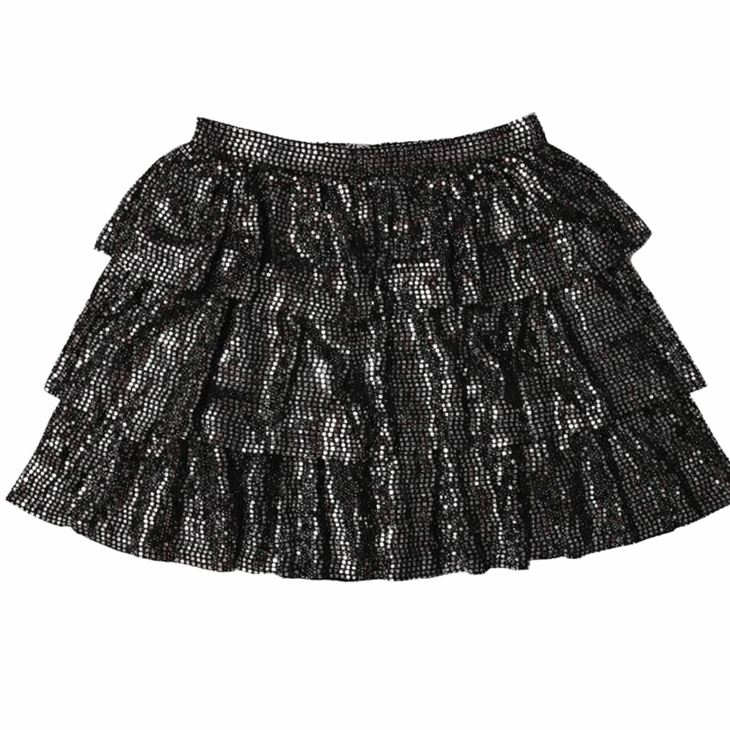 METALLIC SKIRT SILVER تنورة لون أسود