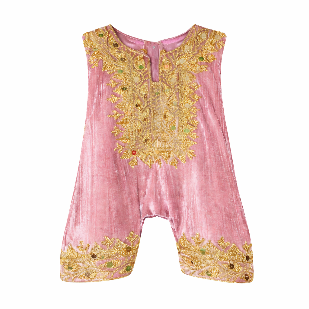 Pink Velvet Sleeveless Jumpsuit جمبسوت وردي مخمل