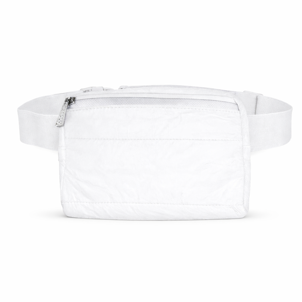 Puffer Fanny Pack White حقيبة لون أبيض للخصر