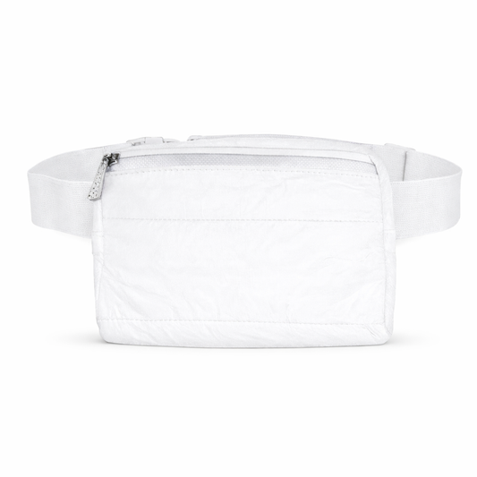 Puffer Fanny Pack White حقيبة لون أبيض للخصر