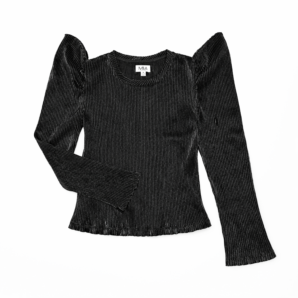 Black Puff Sleeve Top بلوزة لون أسود