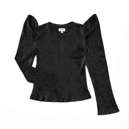Black Puff Sleeve Top بلوزة لون أسود