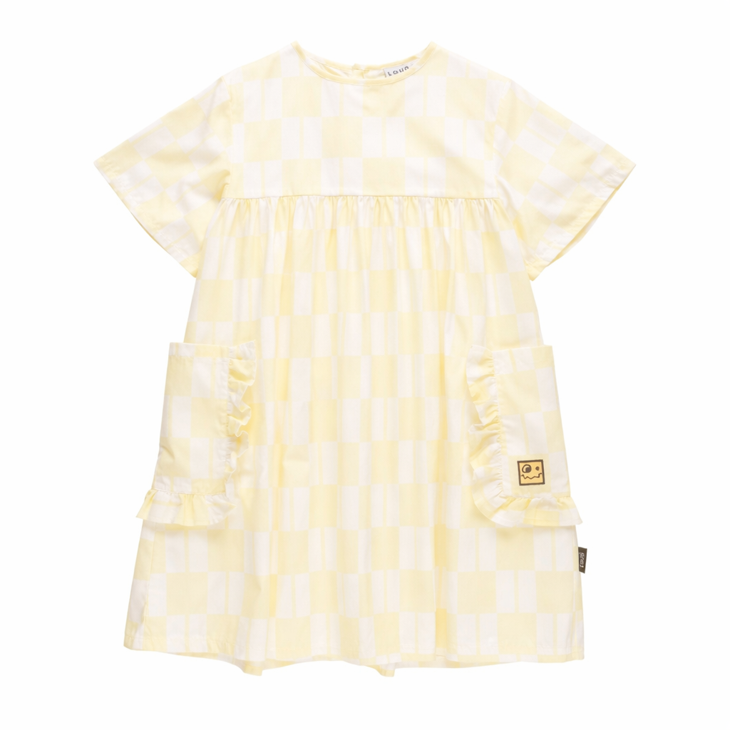 CHECHERED DRESS فستان أصفر