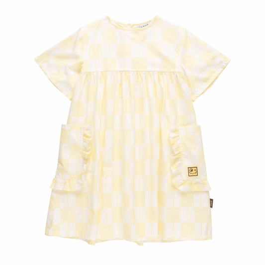 CHECHERED DRESS فستان أصفر