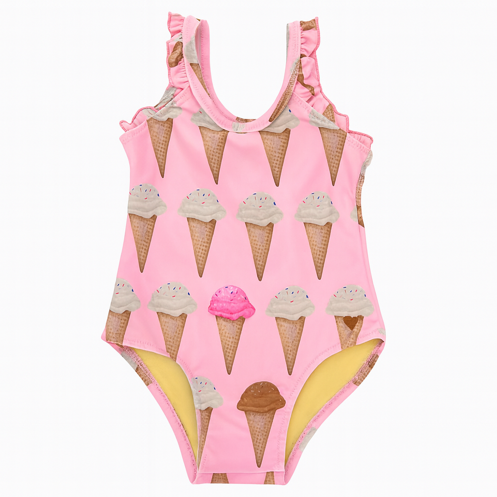 Girls Claire Suit -Neapolitan Ice Cream Cones ملابس سباحة