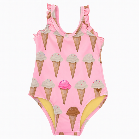 Girls Claire Suit -Neapolitan Ice Cream Cones ملابس سباحة