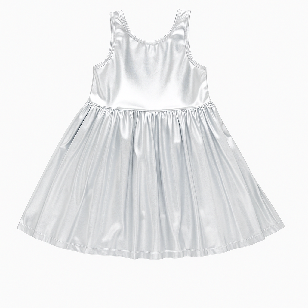 Girls Liza Dress, Silver فستان لون فضي