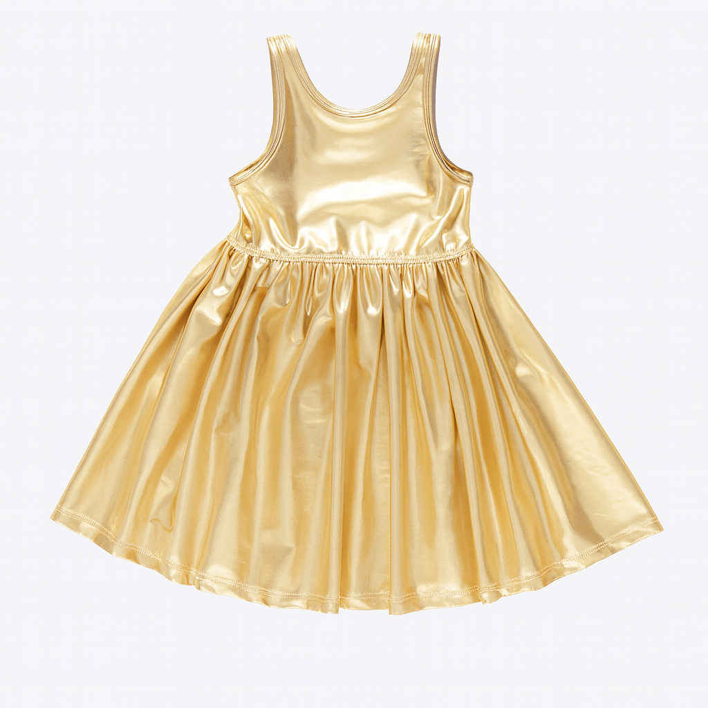 Girls Liza Gold Dress فستان لون ذهبي