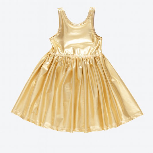 Girls Liza Gold Dress فستان لون ذهبي