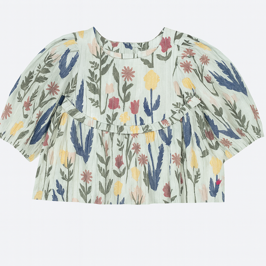 Girls Rowan Floral Top بلوزة لون أخضر