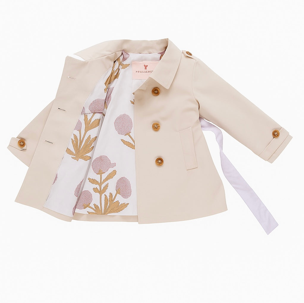 Girls Trudy Trench Coat, Beige جاكيت لون بيج