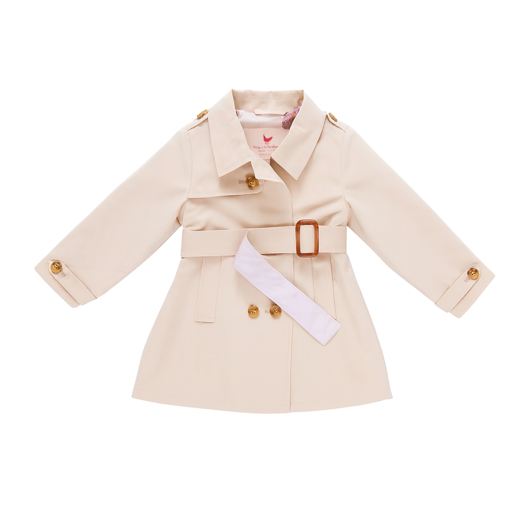 Girls Trudy Trench Coat, Beige جاكيت لون بيج