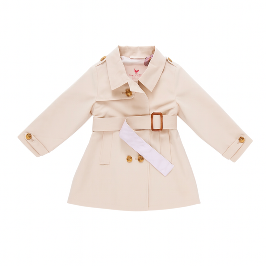 Girls Trudy Trench Coat, Beige جاكيت لون بيج