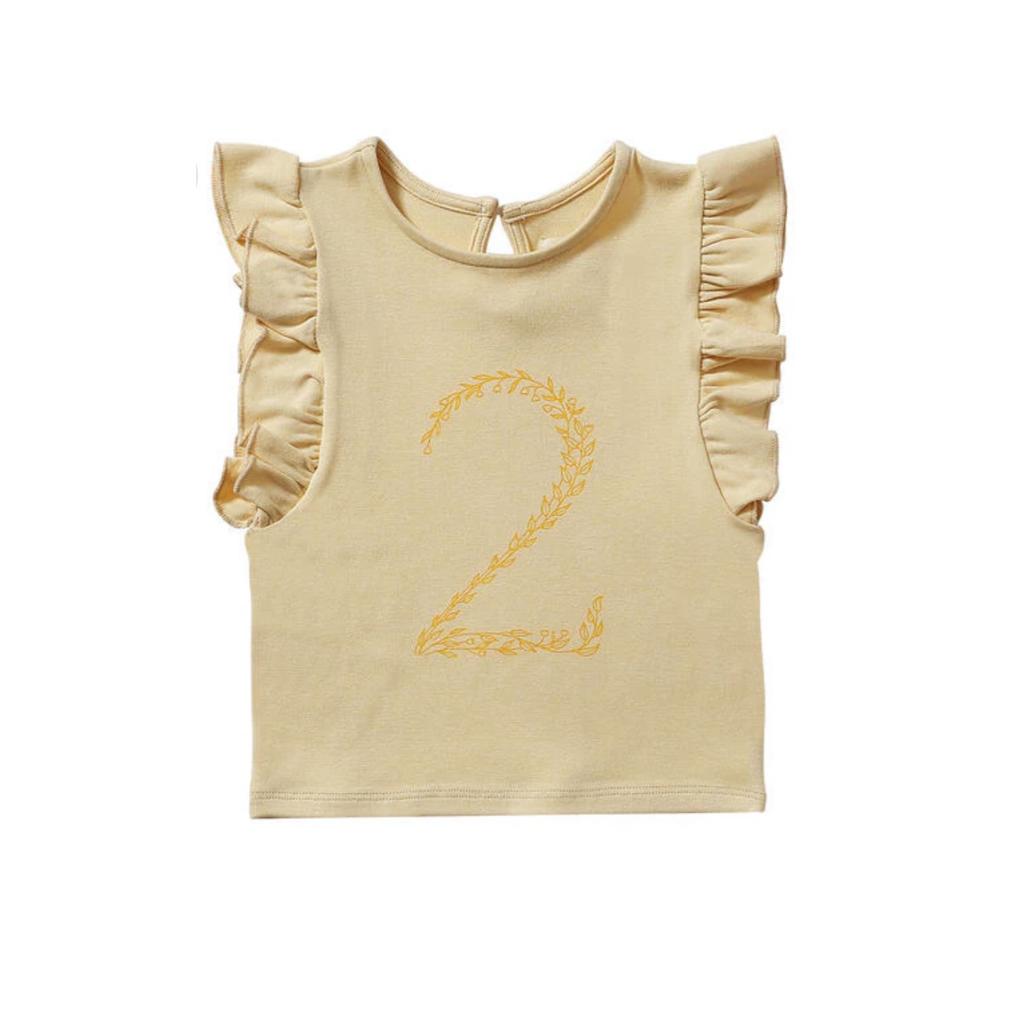 Birthday Ruffle Top بلوزة كم قصير